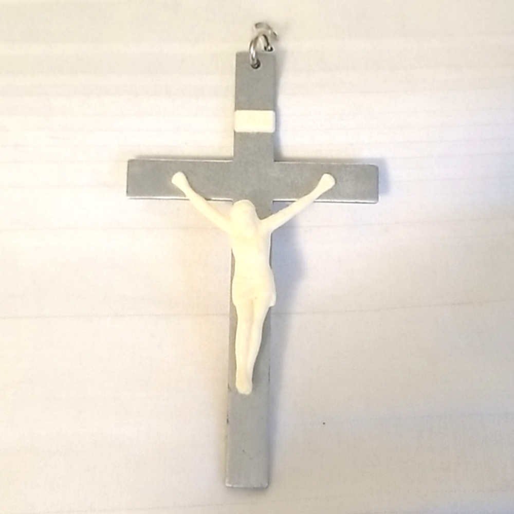 Vintage Large Silver Crucifix Cross Clip